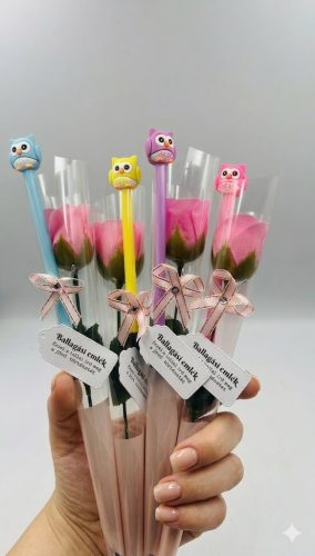 Szappanrózsás toll ballagási felirattal – ballagási mini csokor ajándék-az ár 1 db értendő!