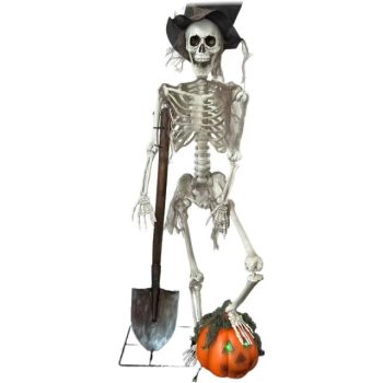 Csontváz ásóval, tökkel álló 32x19x92 cm