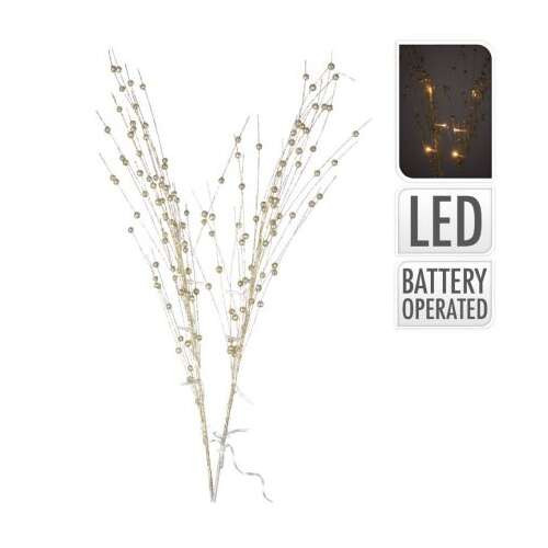 10 LED-ES GLITTERES VESSZŐ ÁG ARANY ELEMES (ELEM NÉLKÜL) MELEG