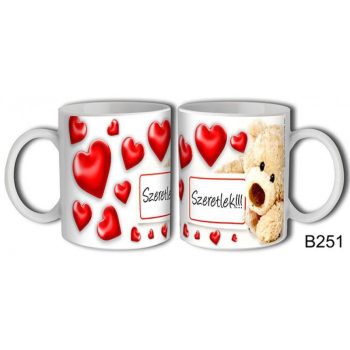   Bögre Táblás maci Szeretlek felirattal - Szerelmes Szíves bögre