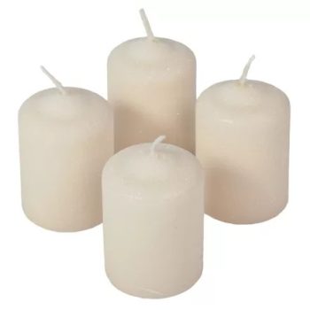 Bársony glitter henger gyertya 50x75mm ivory 4db/csomag