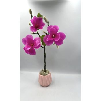 Magnóliás asztaldísz kerámia kaspóban