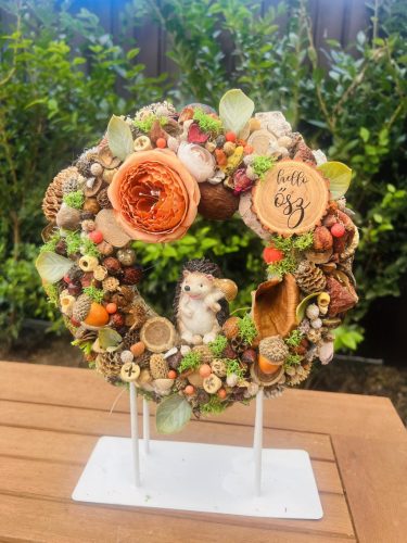 Őszi sünis ajtódísz