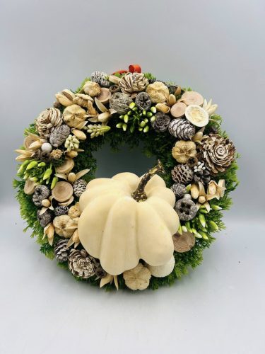 Natur tökös őszi ajtódísz 30 cm