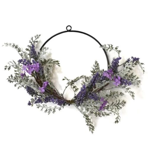 Levendulás ajtódísz  koszorú 46x36x12 cm