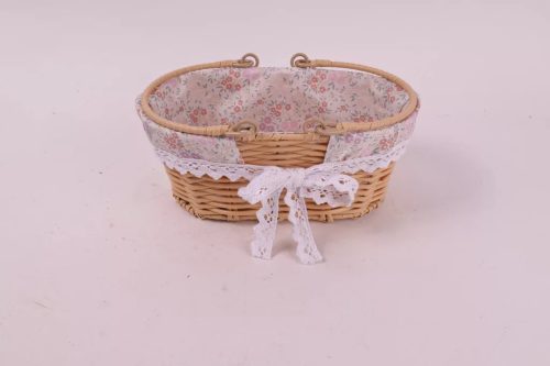 KOSÁR BEVÁSÁRLÓ, OVÁLIS, TEXTIL BÉLÉSSEL, NATÚR kisméretű