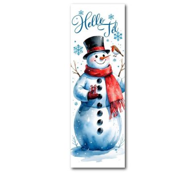  Karácsonyi nagy tábla- Hóember "Hello Tél" 60x20cm