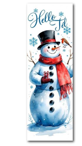 Karácsonyi nagy tábla- Hóember "Hello Tél" 60x20cm