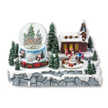   LEDes világító havazós gömb – zenélő, forgó hóforgató (33×20 cm)