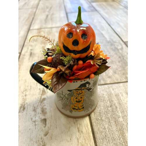 Őszi bögre halloween asztaldísz  (2.)
