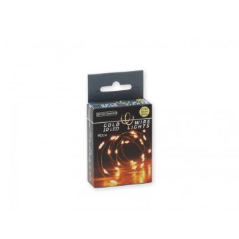 10 LEDes fényfüzér aranydrót extra melegfehér 90+10cm 