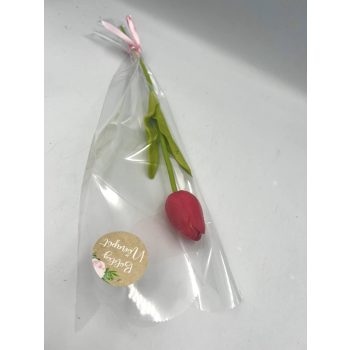   Nőnapi tulipán szálas díszcsomagolással piros tulipánnal