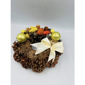 Temetői koszorú karácsonyra – tobozkoszorú kb. 20 cm