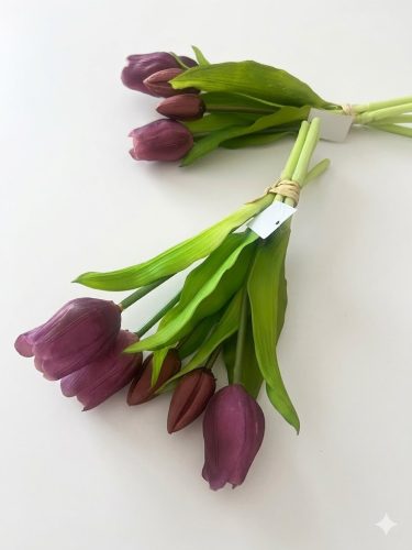 Gumi lila tulipán csokor 5 szálas