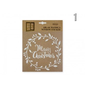 Karácsonyi ablakmatrica fehér glitteres 18cm 