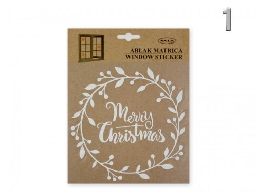 Karácsonyi ablakmatrica fehér glitteres 18cm 