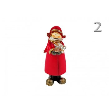 Karácsonyi Gyerek figura piros kabátban – 12 cm