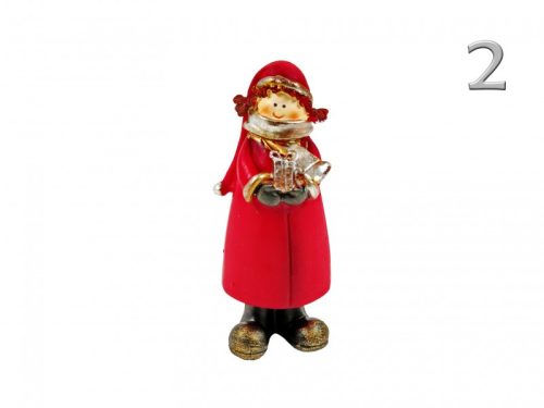 Karácsonyi Gyerek figura piros kabátban – 12 cm