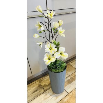   Élethű Magnólia Padlóvázában – Maradandó Művirág, 90–95 cm szürke kaspós