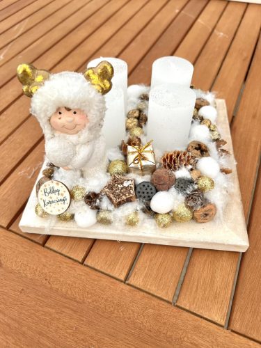 Fehér arany 4 gyertyás adventi 