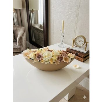 bézs csónak kaspós asztaldísz 