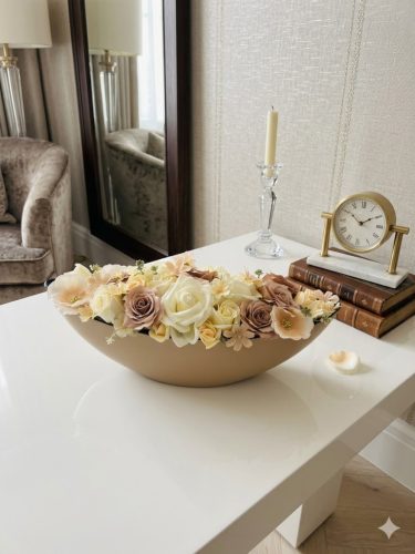 bézs csónak kaspós asztaldísz 