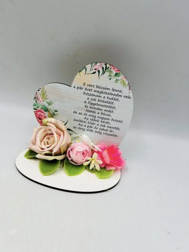 Búcsúztató ajándék iskola Kis talpas szív – Ballagási idézettel „E vers búcsúm lenne…” (13,2×12,8 cm