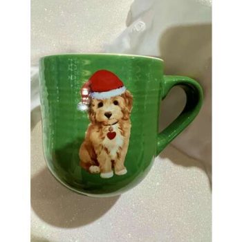 Kutyás sapis bögre zöld színben, kutya mintával. 