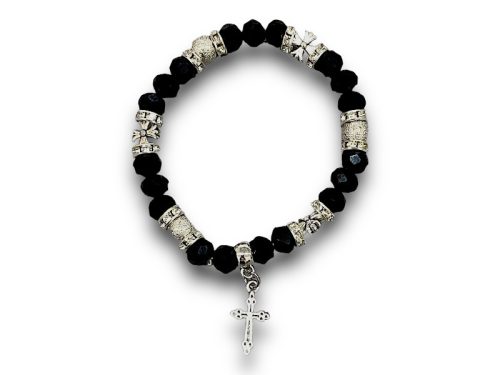 Fekete karkötő kereszt medállal – elegáns ékszer