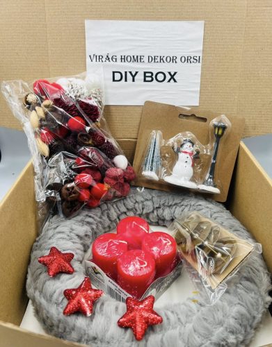 Csináld magad DIY box karácsonyi piros-szürke téli tájas