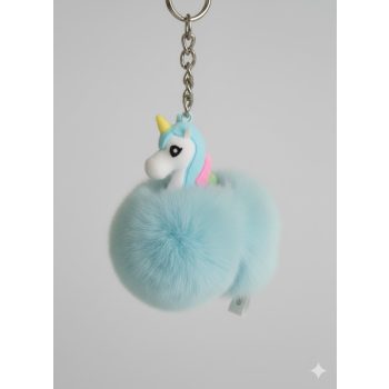   Halványkék gombos unikornis kulcstartó – aranyos, játékos kiegészítő