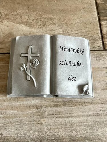 Mindörökké szívünkben élsz feliratos könyv temetői sírdísz