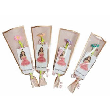 Virág formájú toll  díszcsomagolással és blankettával