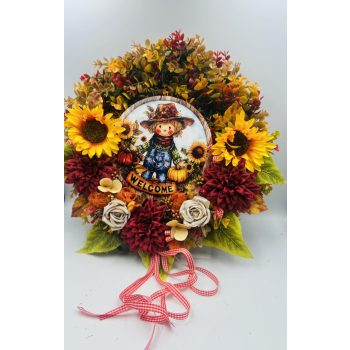 Madárijesztős őszi ajtódísz nagyméret 43 cm