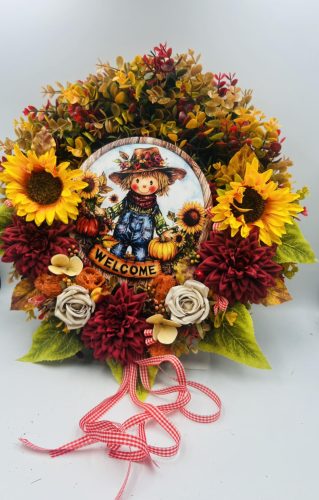 Madárijesztős őszi ajtódísz nagyméret 43 cm