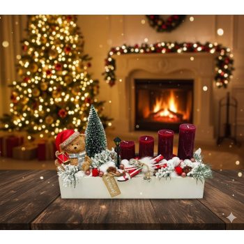 macis adventi asztaldísz – 4 gyertyával