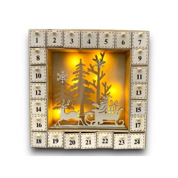   Karácsonyi / adventi kalendárium LED fénnyel Leírás: 26*26*6cm naptár