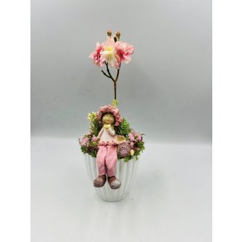 Rózsaszín figurás asztaldísz (1.)