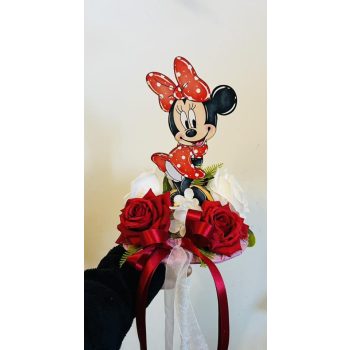   Minnie egér ballagási csokor – piros-fehér elegáns ajándék