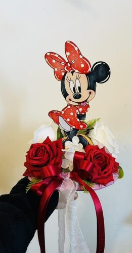 Minnie egér ballagási csokor – piros-fehér elegáns ajándék