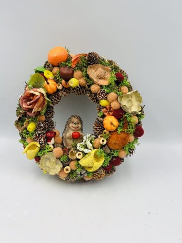 Őszi ajtódísz sünivel 24 cm