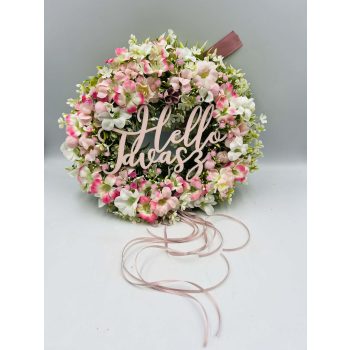   30 cm ajtódísz műzöld alappal – „Hello Tavasz” felirattal