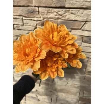 Dália művirág csokor – 45 cm, 7 virágos, sárga