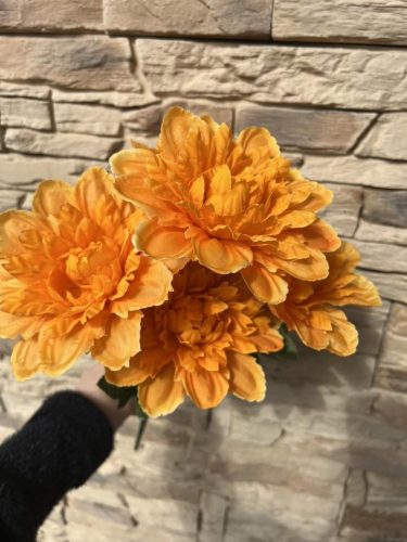 Dália művirág csokor – 45 cm, 7 virágos, sárga