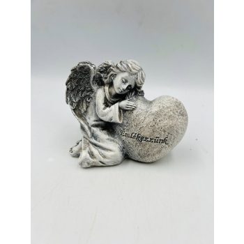  Sírdísz angyal+szív "Emlékezzünk" 10x12cm