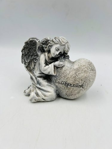  Sírdísz angyal+szív "Emlékezzünk" 10x12cm