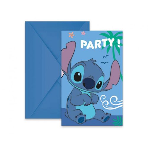Meghívó kártya, Stitch & Angel, 6 db/cs