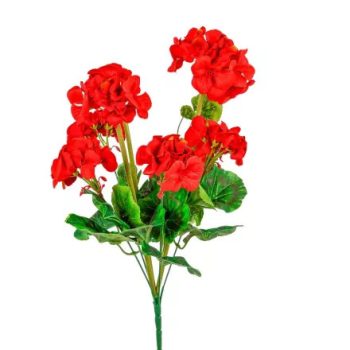 Muskátli csokor 8v. piros M – 45 cm, művirág