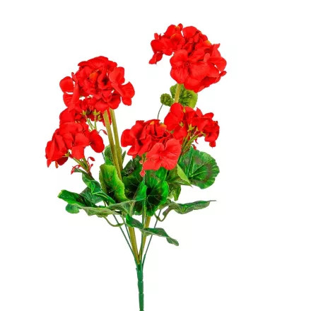 Muskátli csokor 8v. piros M – 45 cm, művirág