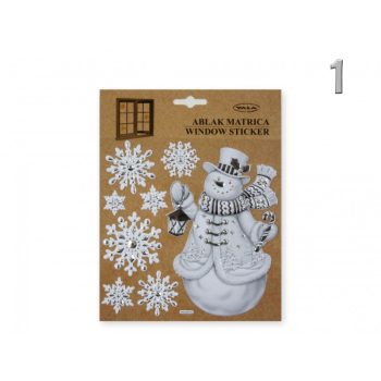 Karácsonyi ablakmatrica fehér/ezüst 18cm 